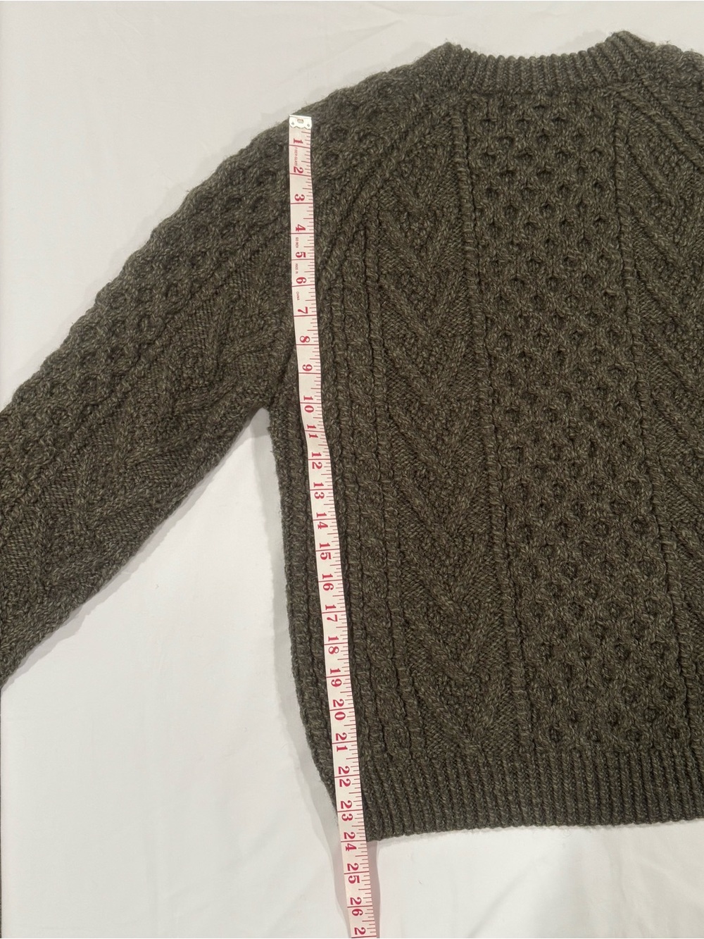 Classic Olive Cable-Knit Crewneck Sweater - Picture 10 of 11